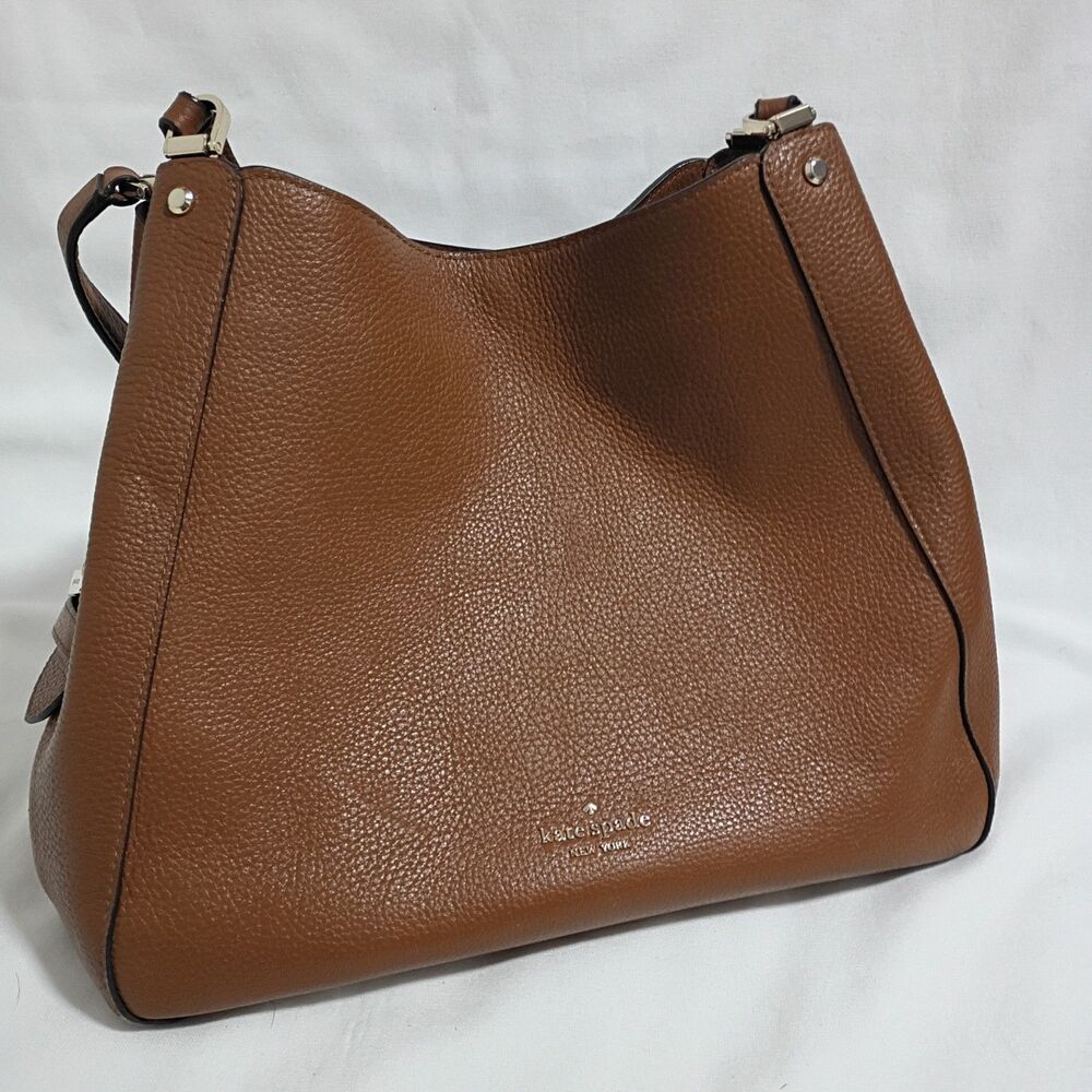 Kate Spade Leila Triple Medium Compartment Leather Shoulder Purse Gingerbread